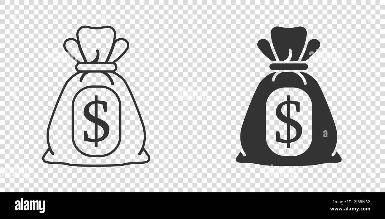 Money bag icon in flat style. Moneybag vector illustration on isolated ...