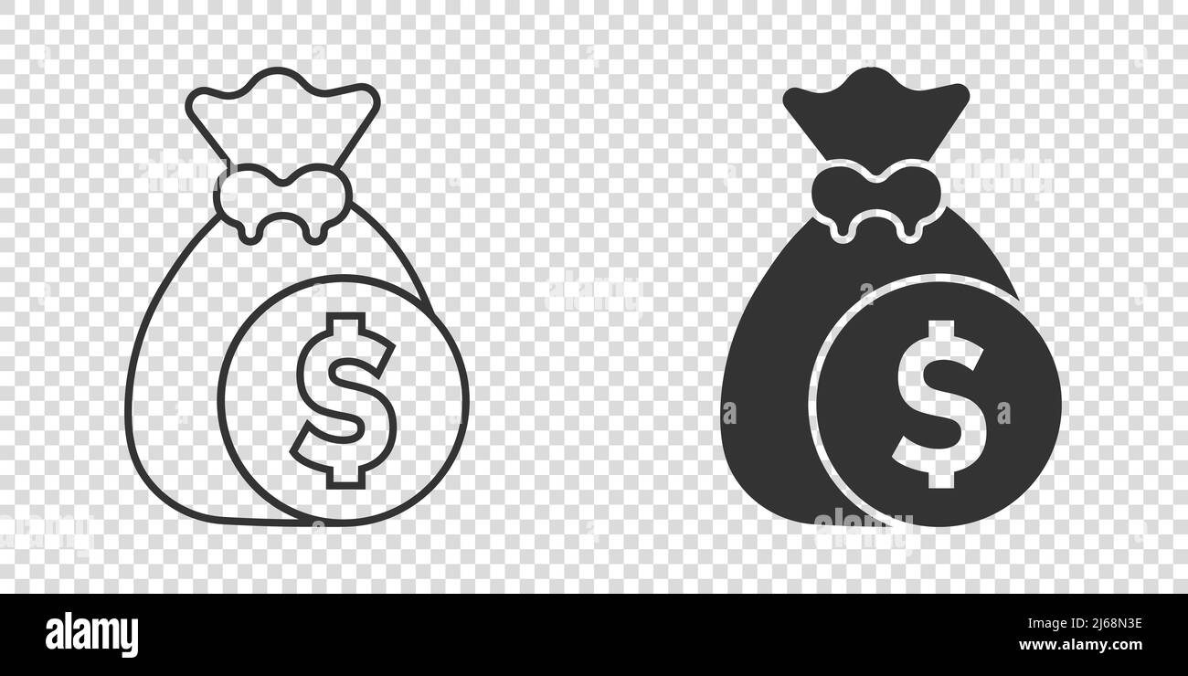Money bag icon in flat style. Moneybag vector illustration on isolated ...