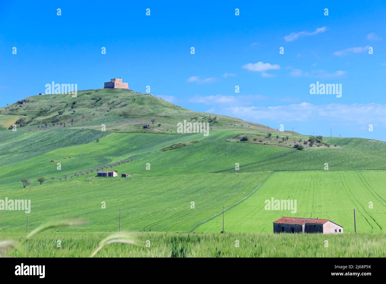 Basilicata landscape: the Norman castle of Monteserico. Stock Photo