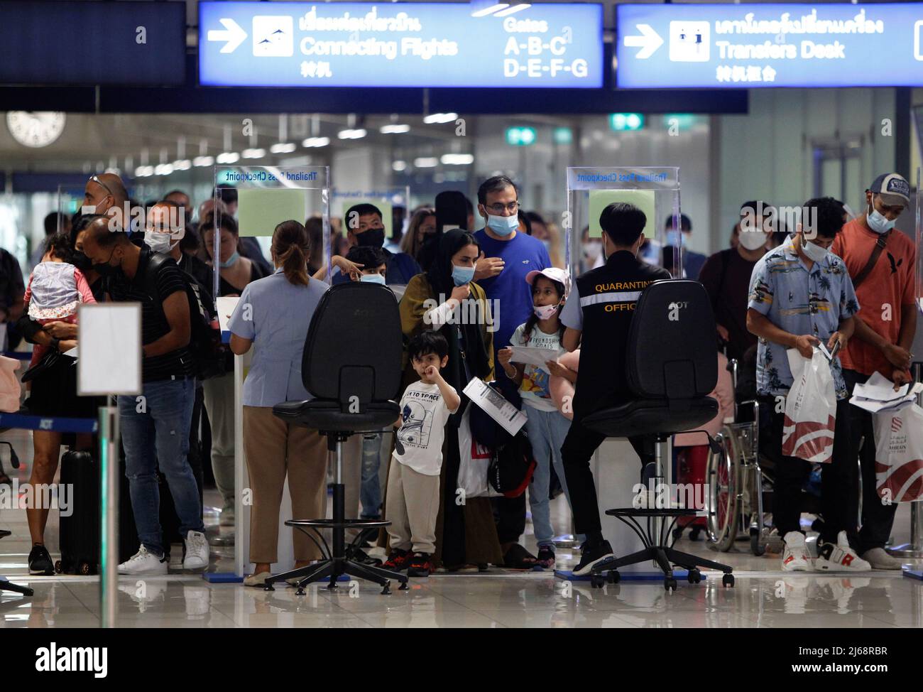 Bangkok, Thailand. 29th Apr, 2022. Tourists wearing face masks as a