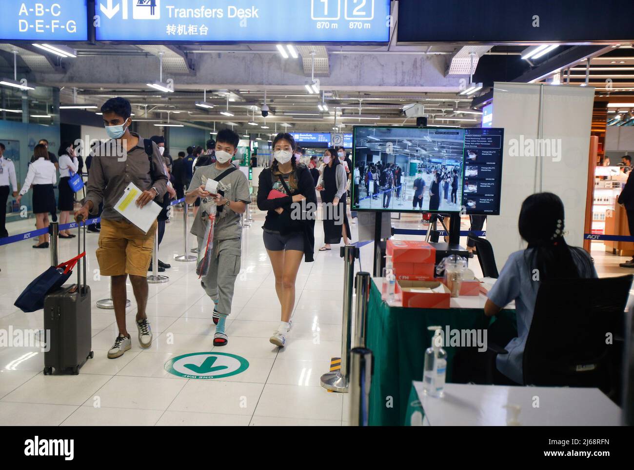 Tourists wearing face masks as a preventive measure against the spread