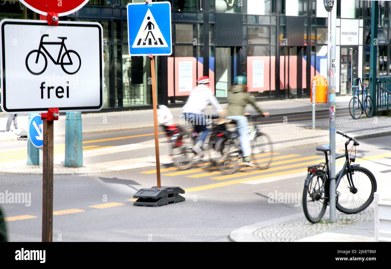 Berlin, Germany. 29th Apr, 2022. 29 April 2022, Berlin: Cyclists ride ...