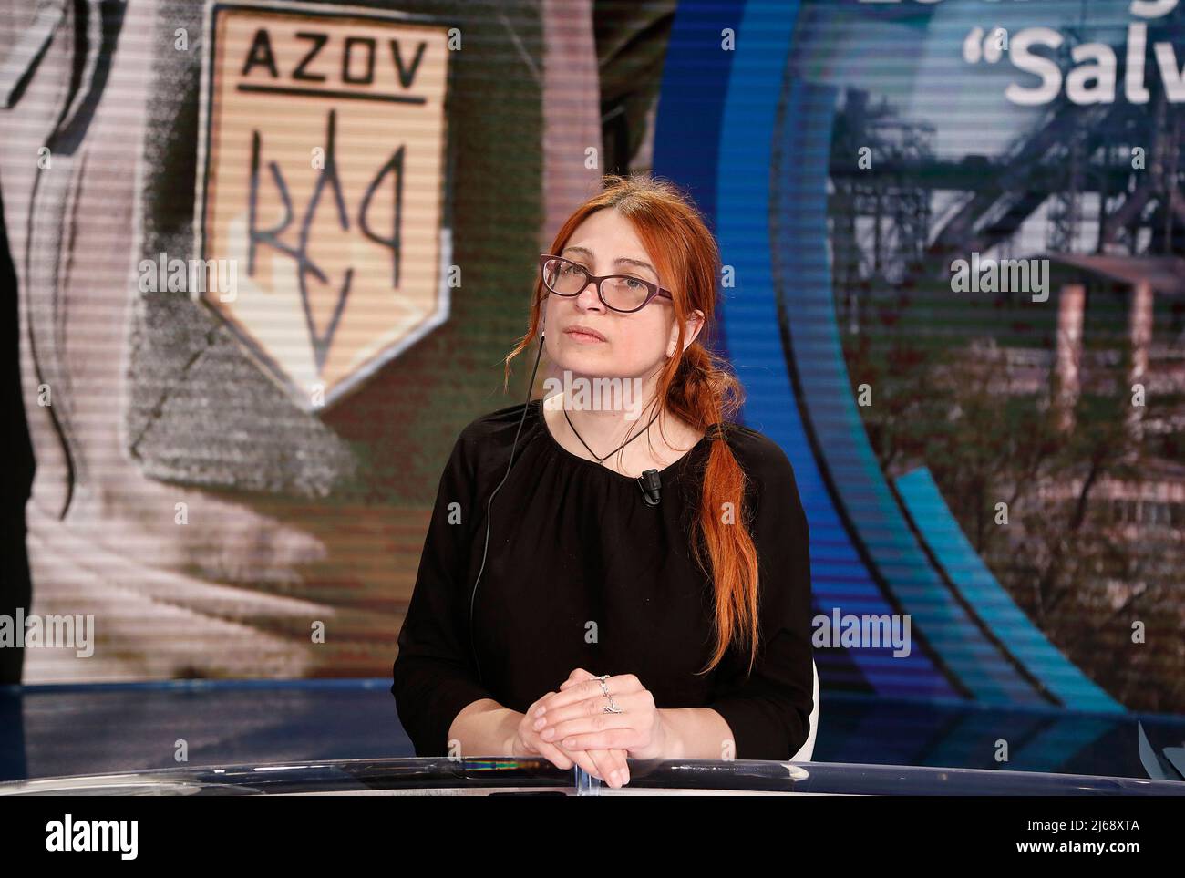 Rome, Italy. 28th Apr, 2022. Rome, Episode of "Porta a porta" broadcast on  Raiuno Pictured: Olha Andrianova Credit: Independent Photo Agency Srl/Alamy  Live News Stock Photo - Alamy