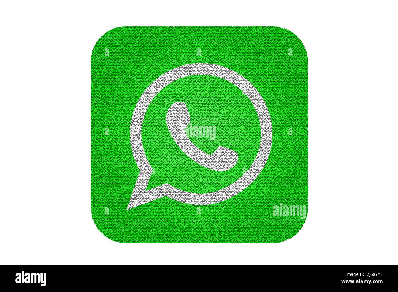 WhatsApp. WhatsApp icon. Telephone icon in white and green square color. White color background. Illustration. Stock Photo