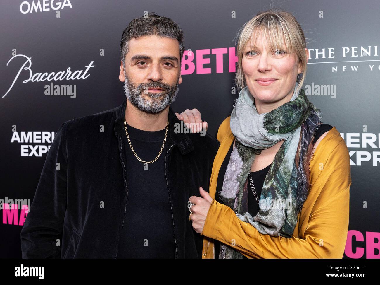 April 28, 2022, New York, New York, United States: Oscar Isaac and Elvira Lind attend the ''Macbeth'' Broadway opening night at the Longacre Theatre  (Credit Image: © Lev Radin/Pacific Press via ZUMA Press Wire) Stock Photo