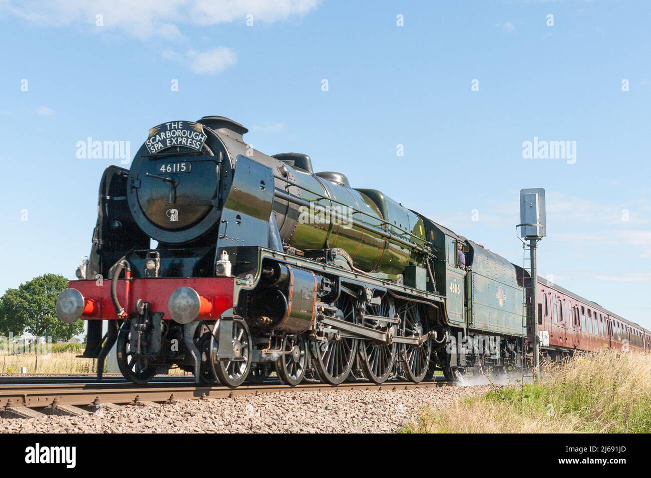 Scots Guardsman pulling the Scarborough Spa Express Stock Photo
