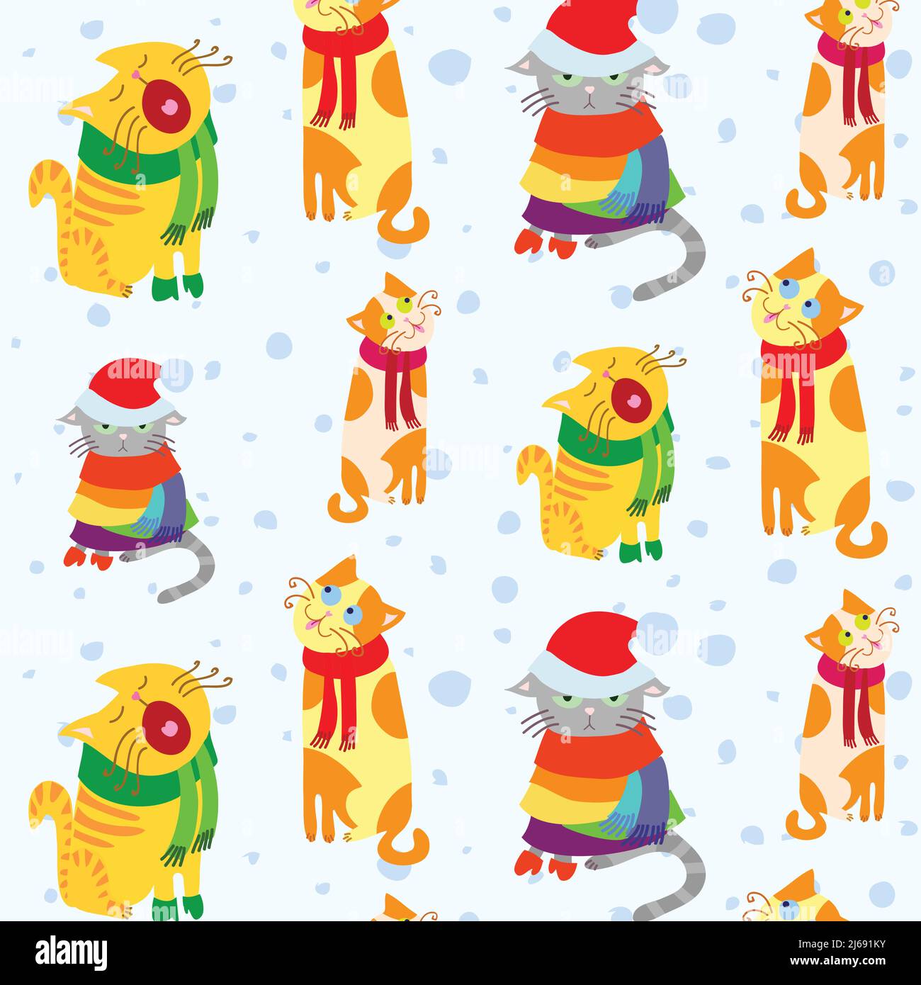 Seamless pattern with Christmas cats Stock Vector
