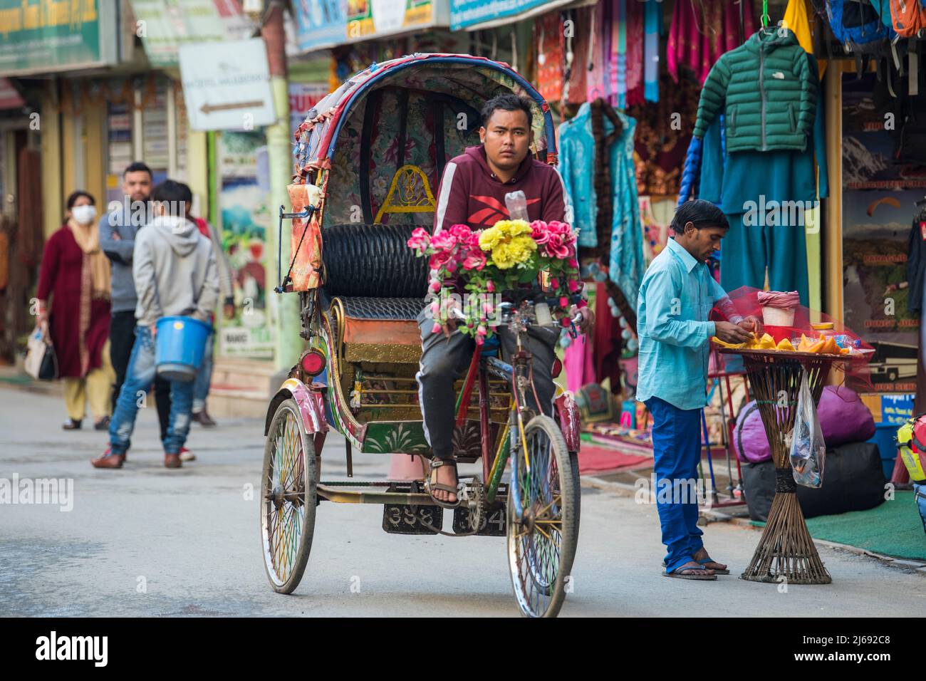 Kathmandu, Nepal - April 20,2019 : Cycle rickshaw on the streets of ...
