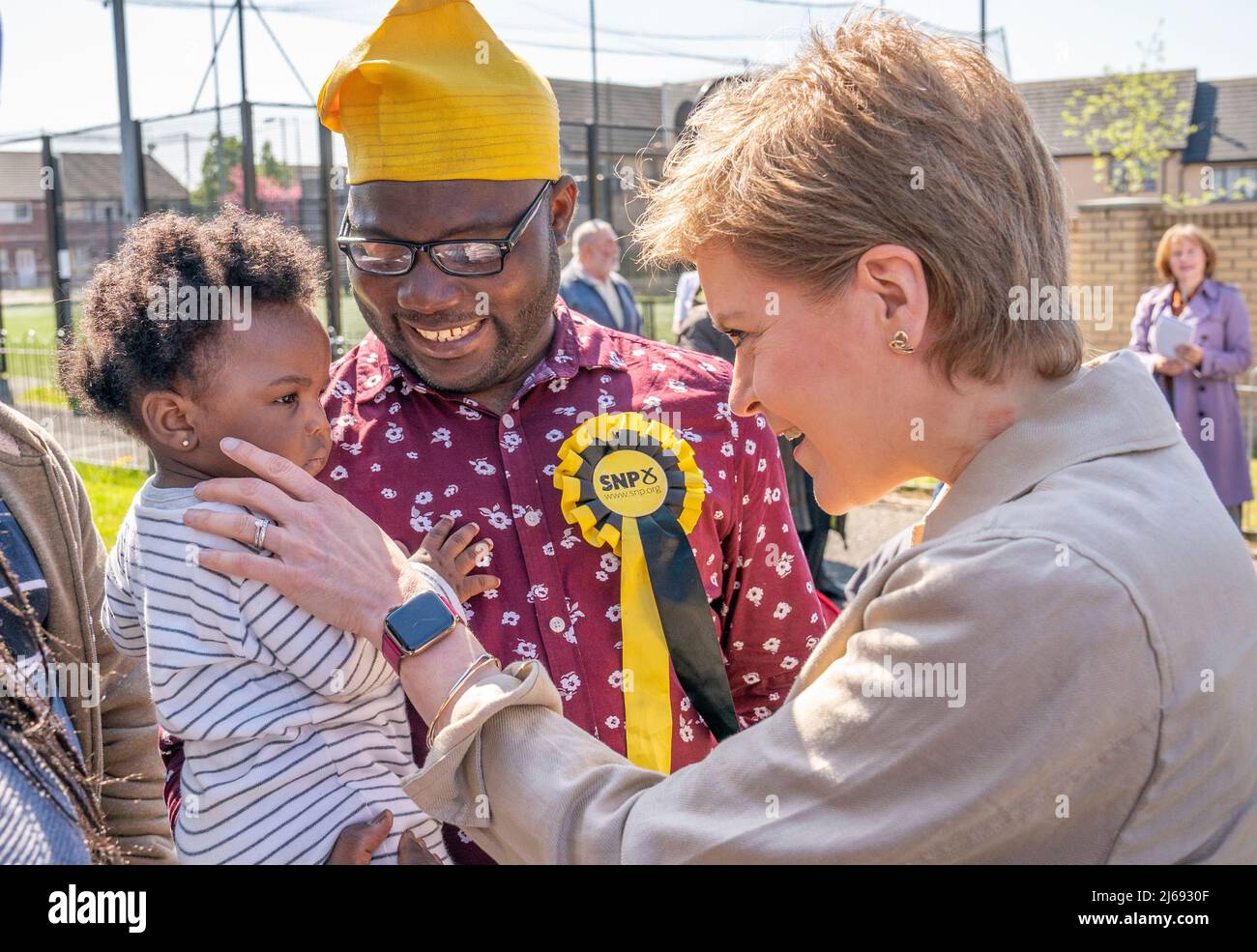 First Minister of Scotland Nicola Sturgeon meets SNP candidate Olu