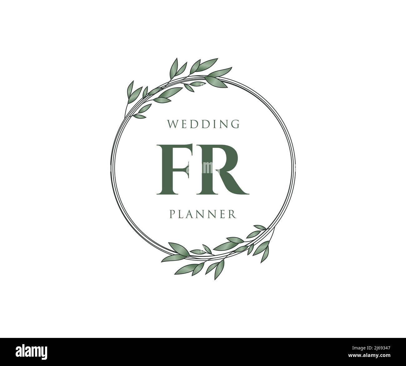 FR Initials letter Wedding monogram logos collection, hand drawn modern minimalistic and floral templates for Invitation cards, Save the Date, elegant Stock Vector