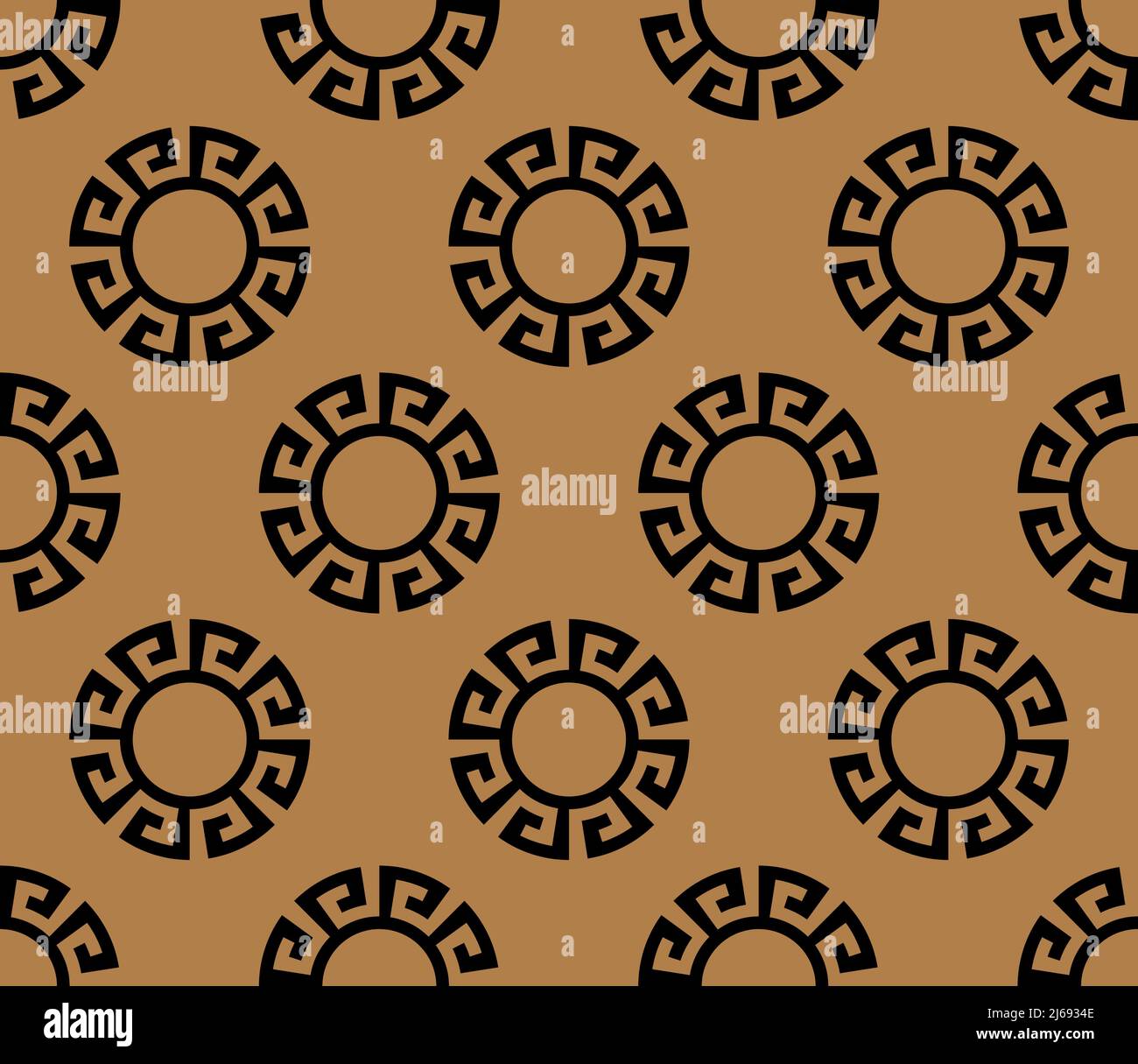 Circle greek seamless pattern with round meander borders. Stock Vector