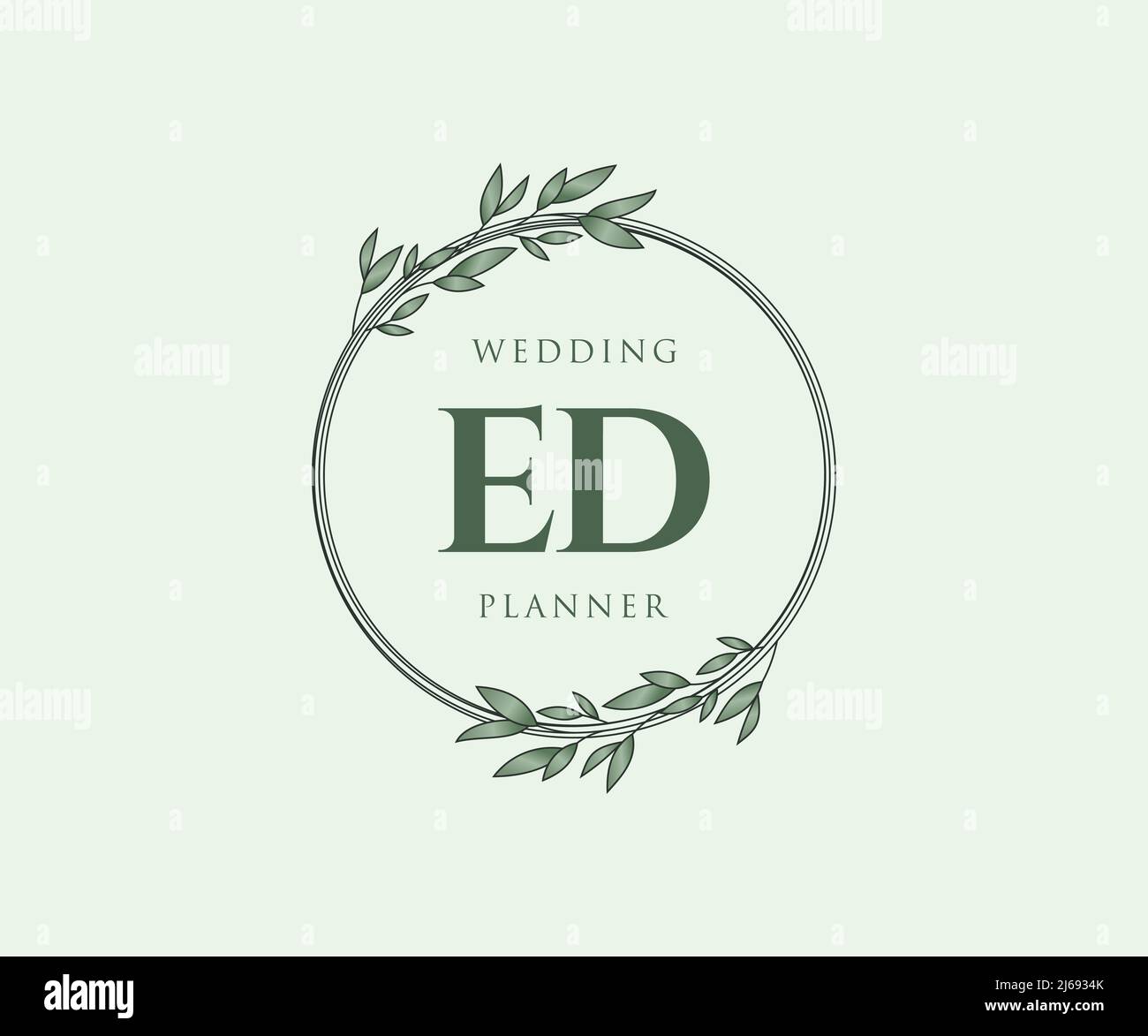 ED Initials letter Wedding monogram logos collection, hand drawn modern minimalistic and floral templates for Invitation cards, Save the Date, elegant Stock Vector