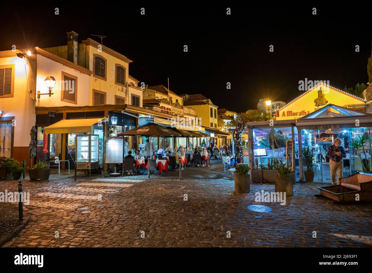 Old Town at night, Funchal, Madeira, Portugal, Atlantic, Europe Stock Photo