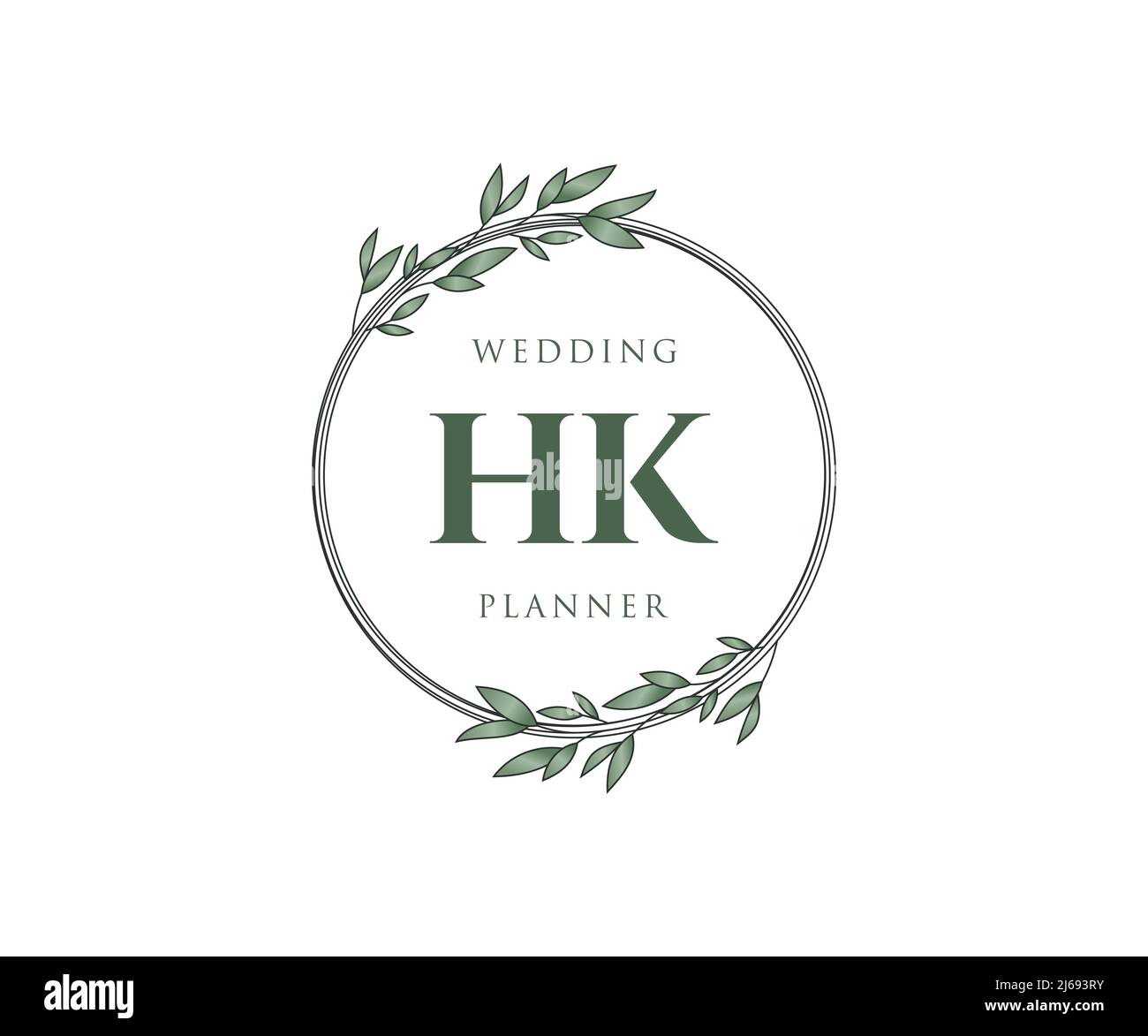 HK Initials letter Wedding monogram logos collection, hand drawn modern minimalistic and floral templates for Invitation cards, Save the Date, elegant Stock Vector