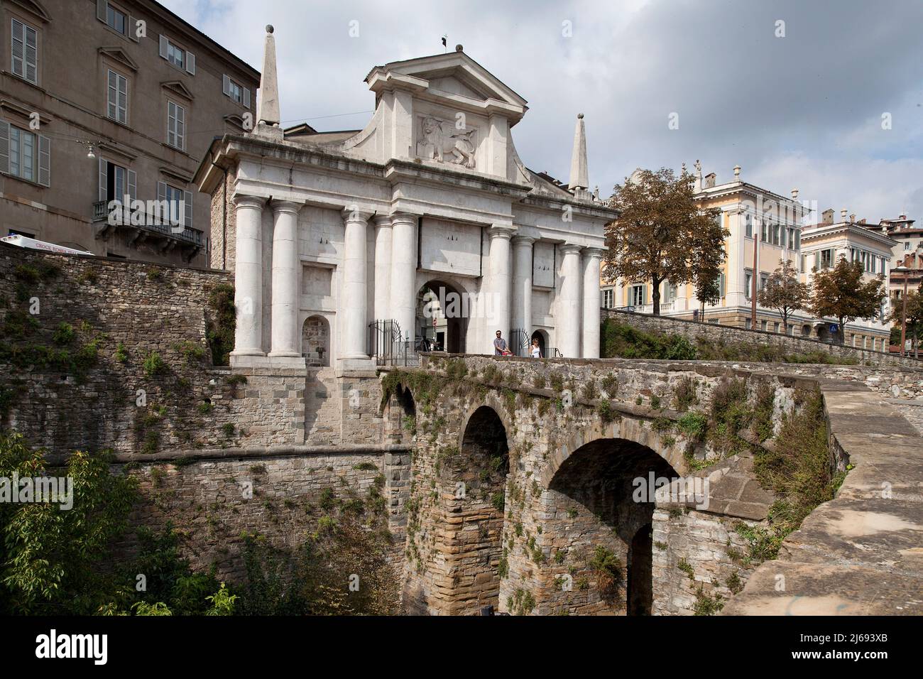 San Giacomo gate, Bergamo, Lombardia (Lombardy), Italy Stock Photo
