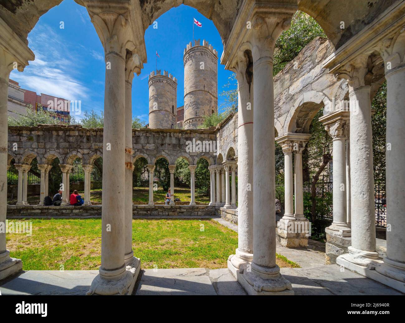 Cloister of Sant'Andrea, Genova (Genoa), Liguria, Italy Stock Photo