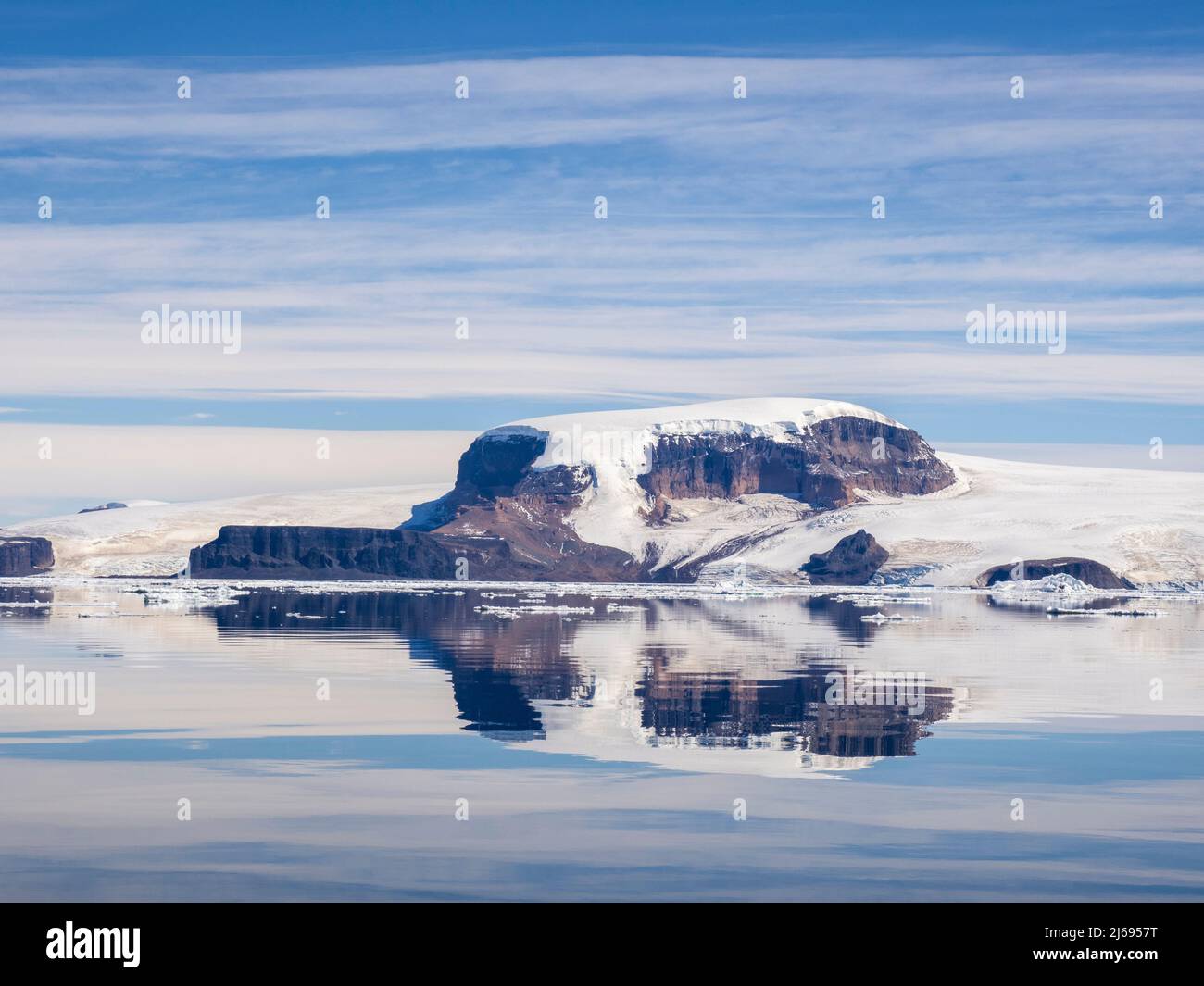 Ice chokes the waters surrounding James Ross Island, Weddell Sea, Antarctica, Polar Regions Stock Photo