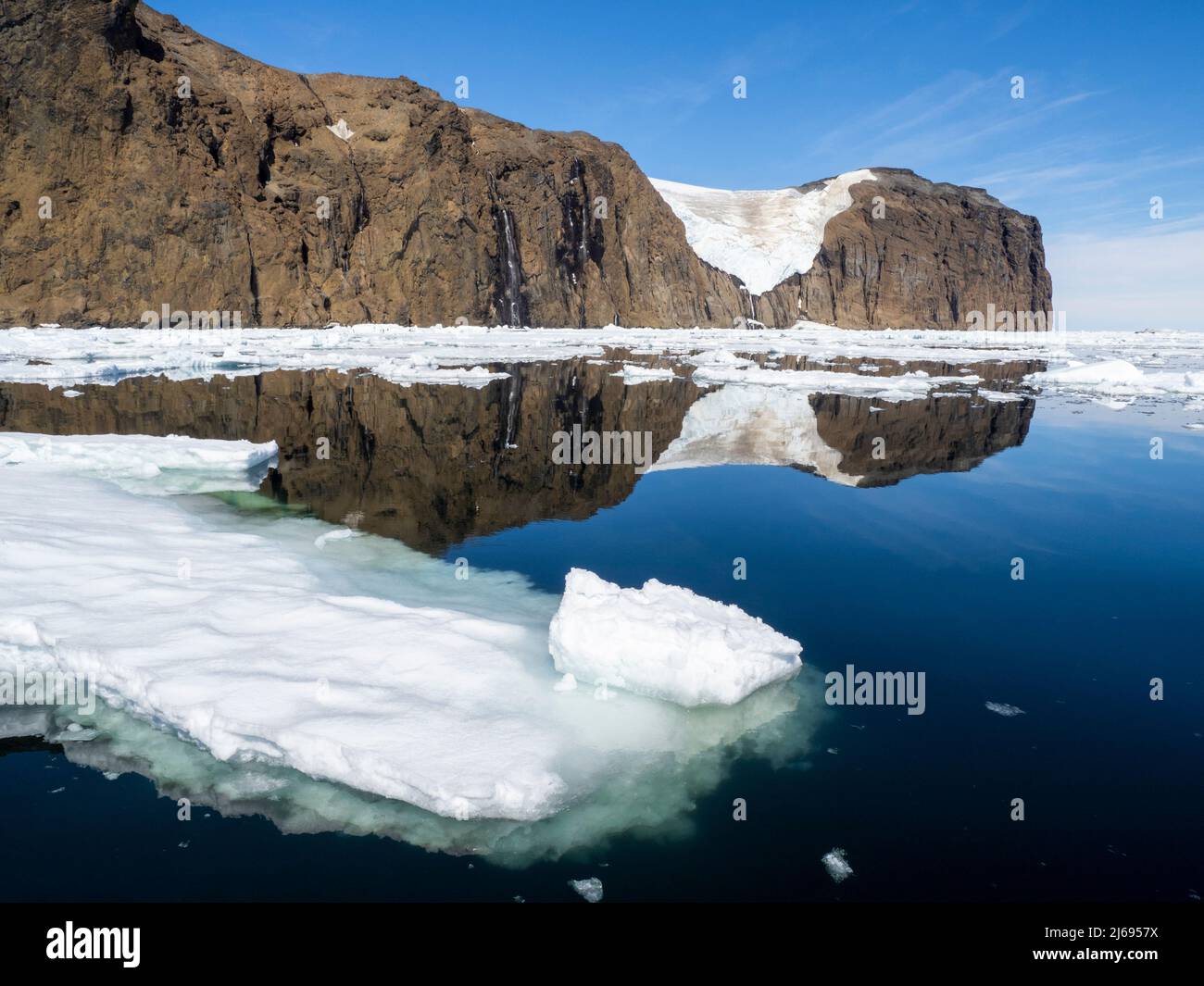 Ice chokes the waters surrounding Lockyer Island, Weddell Sea, Antarctica, Polar Regions Stock Photo