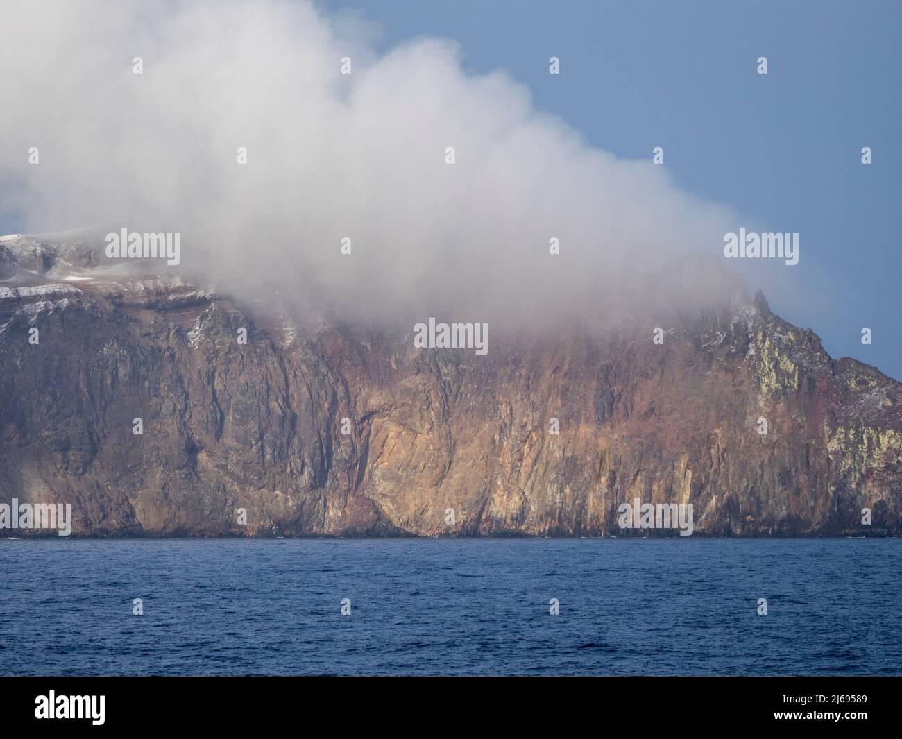 A view of Lucifer Hill on Candlemas Island, an uninhabited volcanic Island in the South Sandwich Islands, South Atlantic, Polar Regions Stock Photo