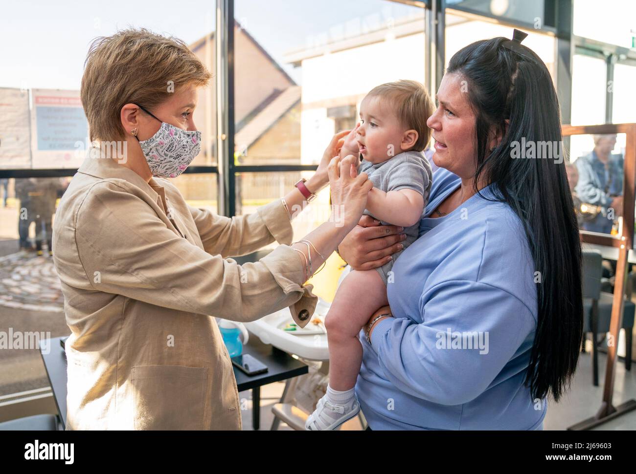 First Minister of Scotland Nicola Sturgeon meets JamieLee McInnes and