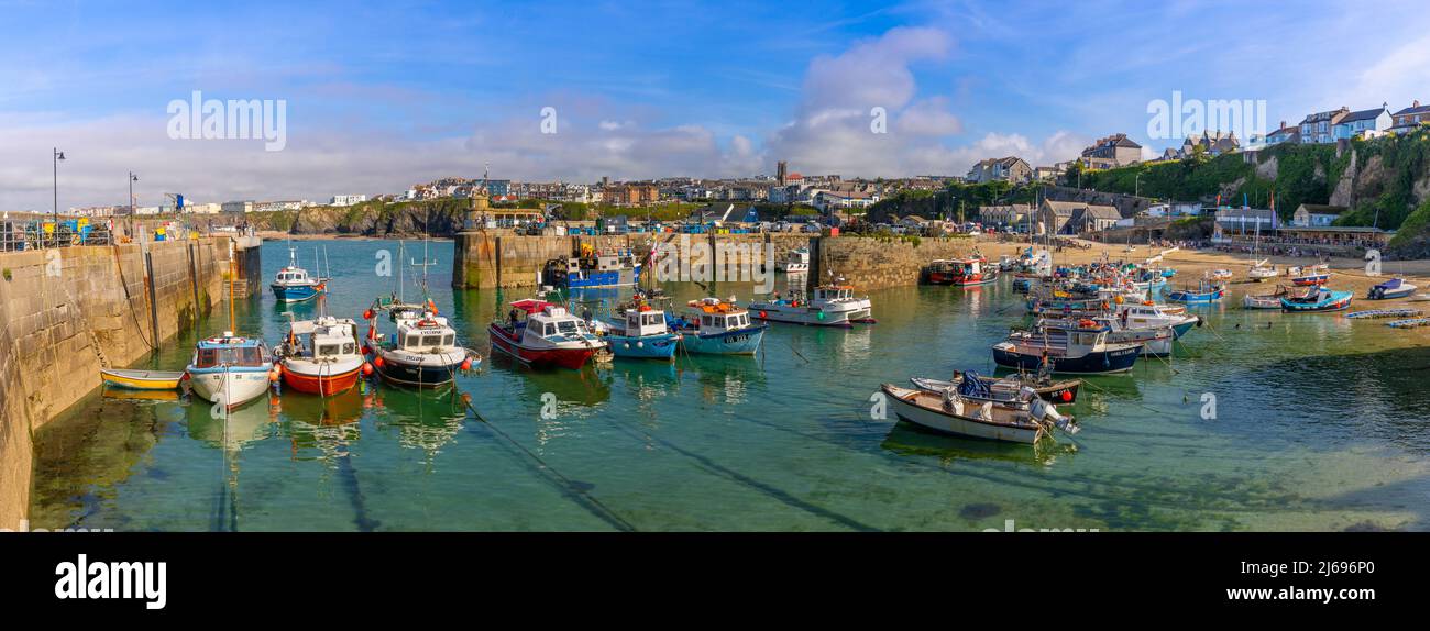 Small fishing boats, Newquay Harbour, Newquay, Cornwall, England, United Kingdom, Europe Stock Photo