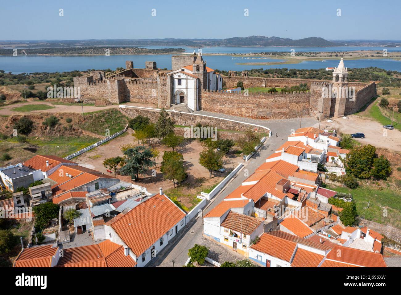 Igreja Matriz de Nossa Sra das Candeias, Castelo de Mourão, Mourão, Portugal Stock Photo