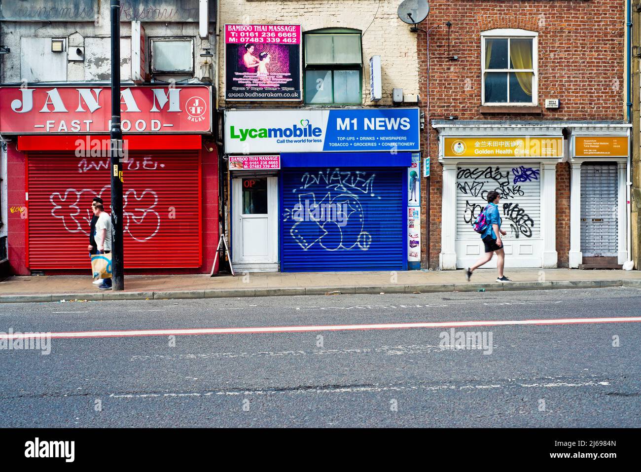 Shops and fast food outlets, Oldham Street, Northern Quarter