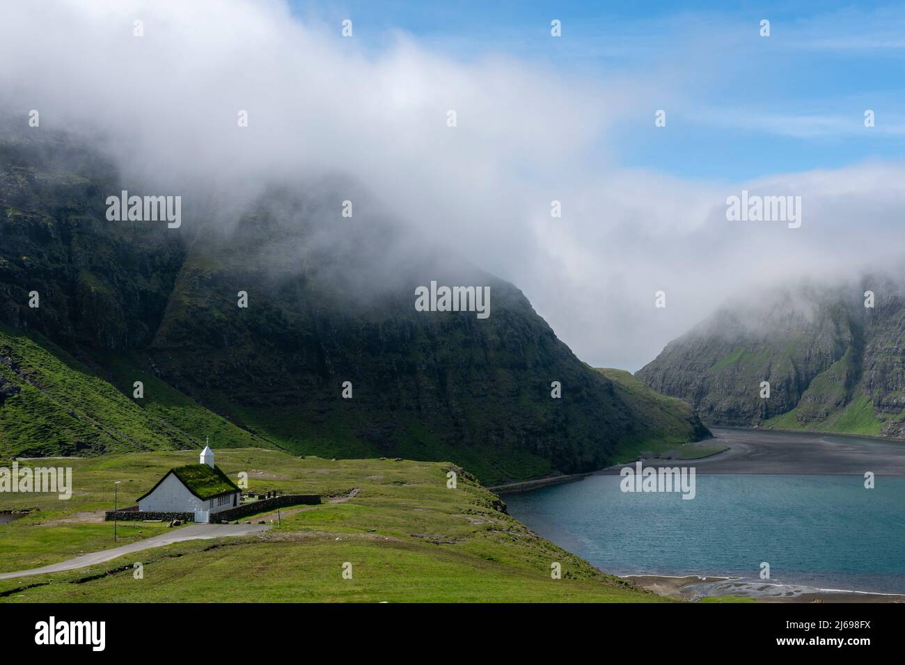 Saksun, Streymoy Island, Faroe Islands, Denmark, Europe Stock Photo