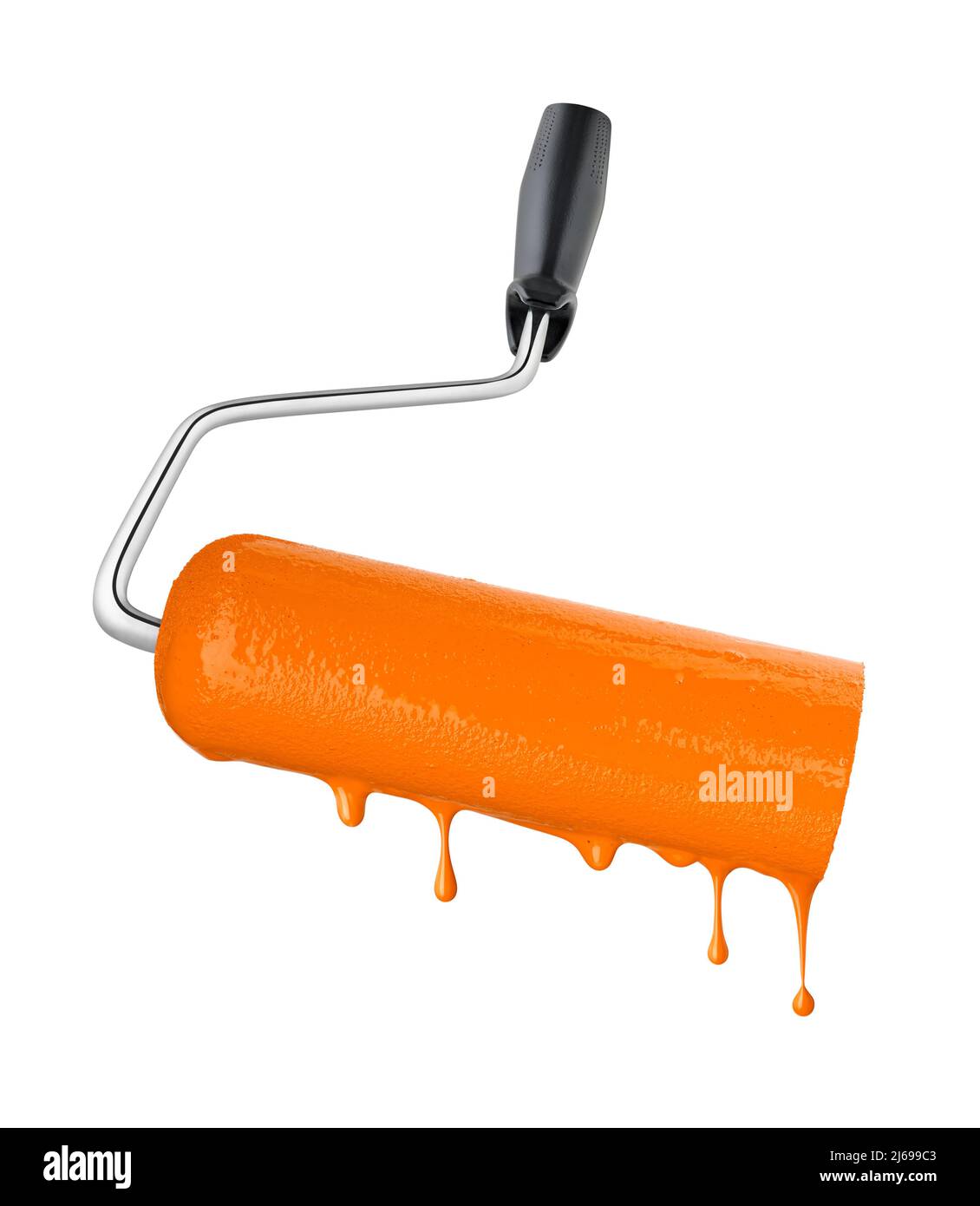 Paint roller perspective view on white background Stock Photo - Alamy