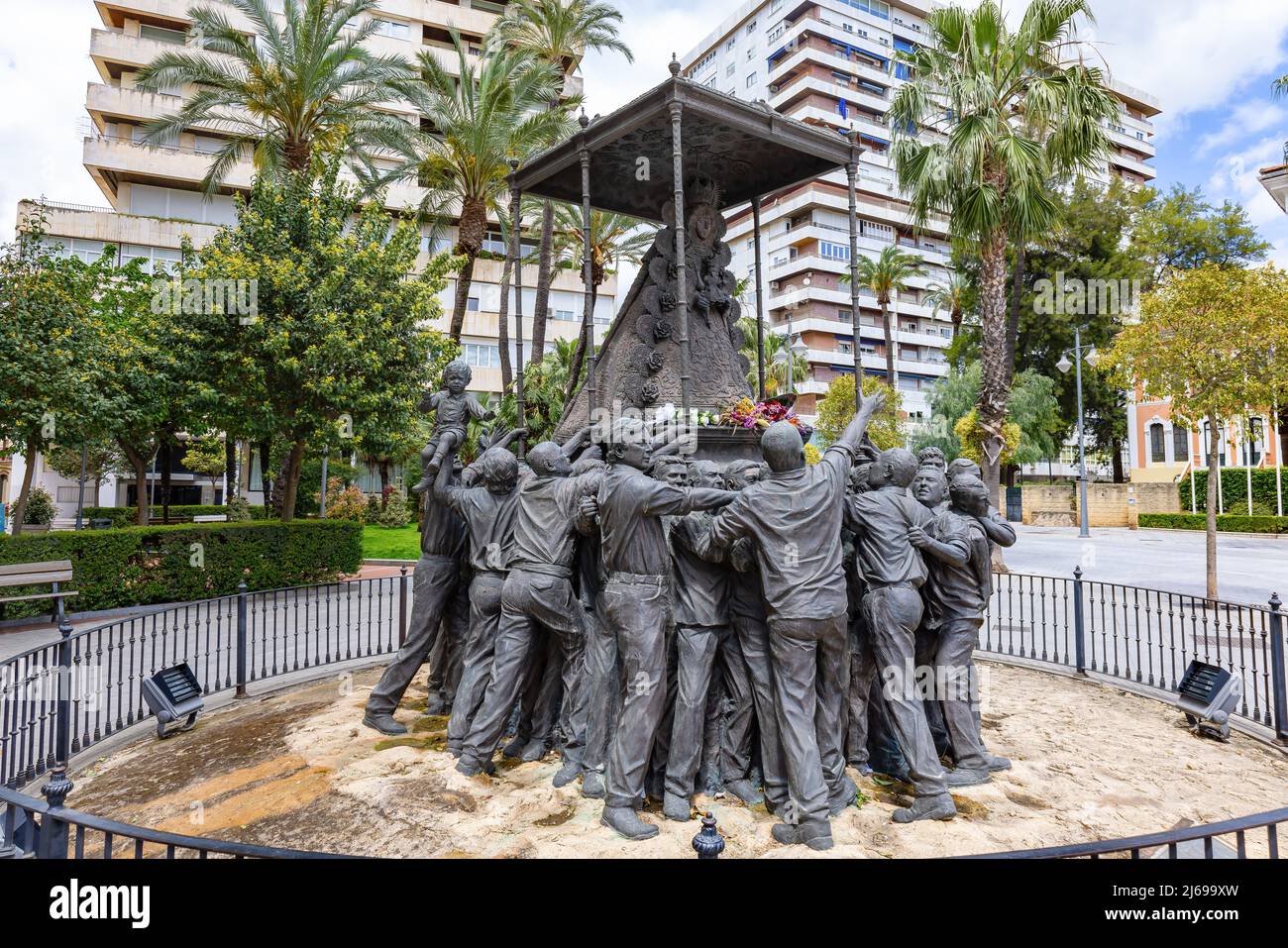 Huelva, Spain - April 24, 2022: Monument to the Virgen del Rocío in Huelva, Andalusia, Spain Stock Photo
