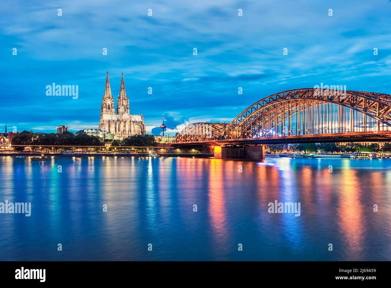 Cologne city in the evening Stock Photo