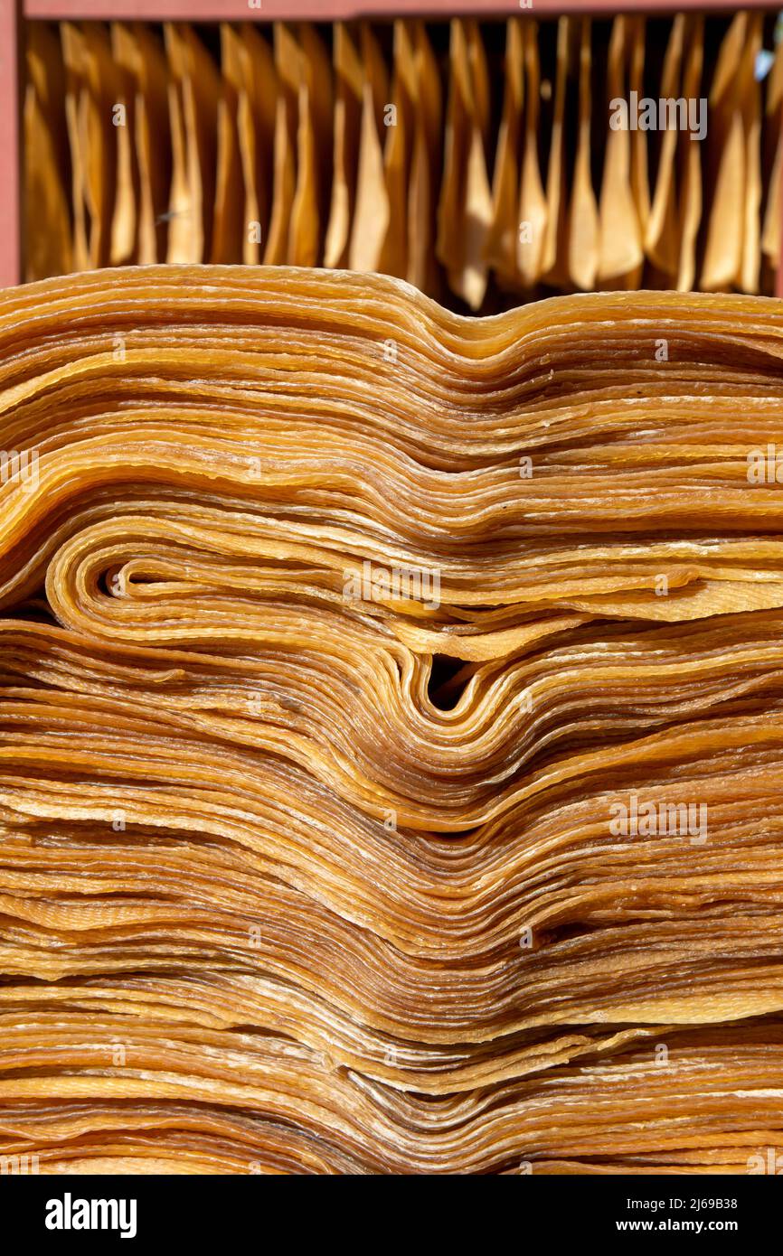 Process of rubber sheets production by drying and fumigation. High quality fumigate rubber