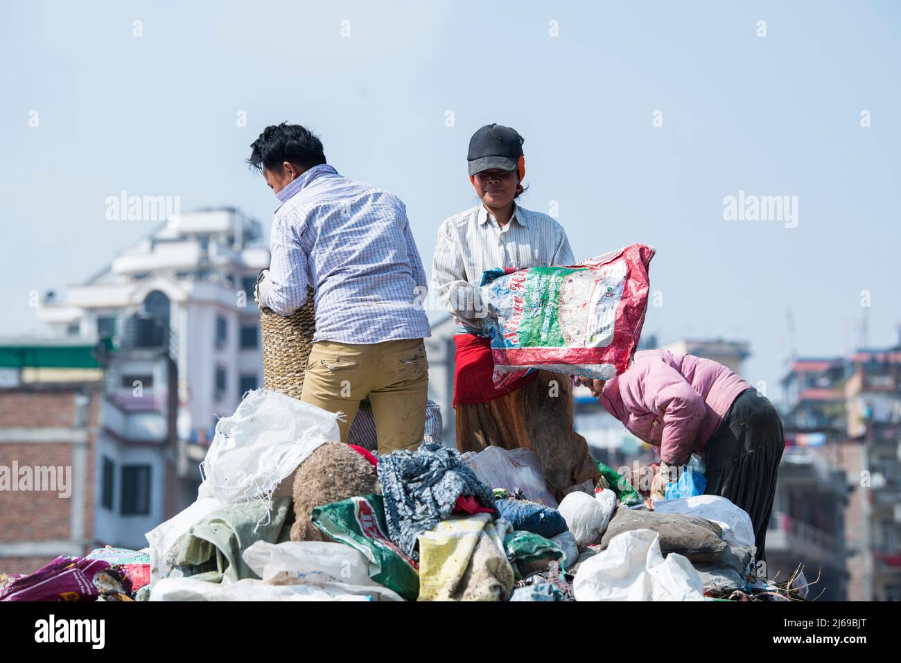 Kathmandu, Nepal, April 20,2022 Garbage and plastic pollution on the