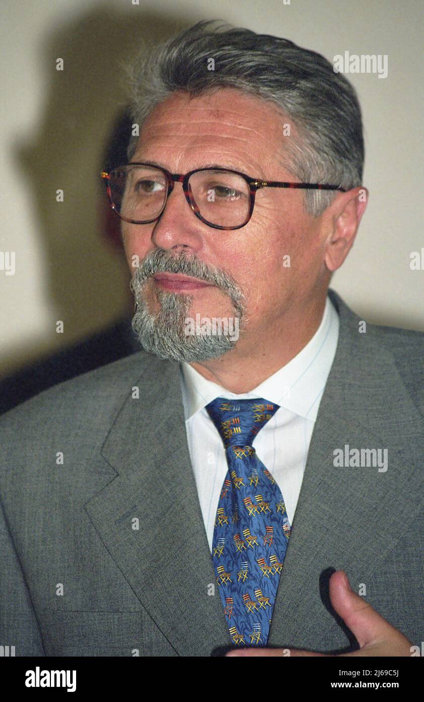 Romanian  president Emil Constantinescu in San Francisco, CA, USA, 1998 Stock Photo