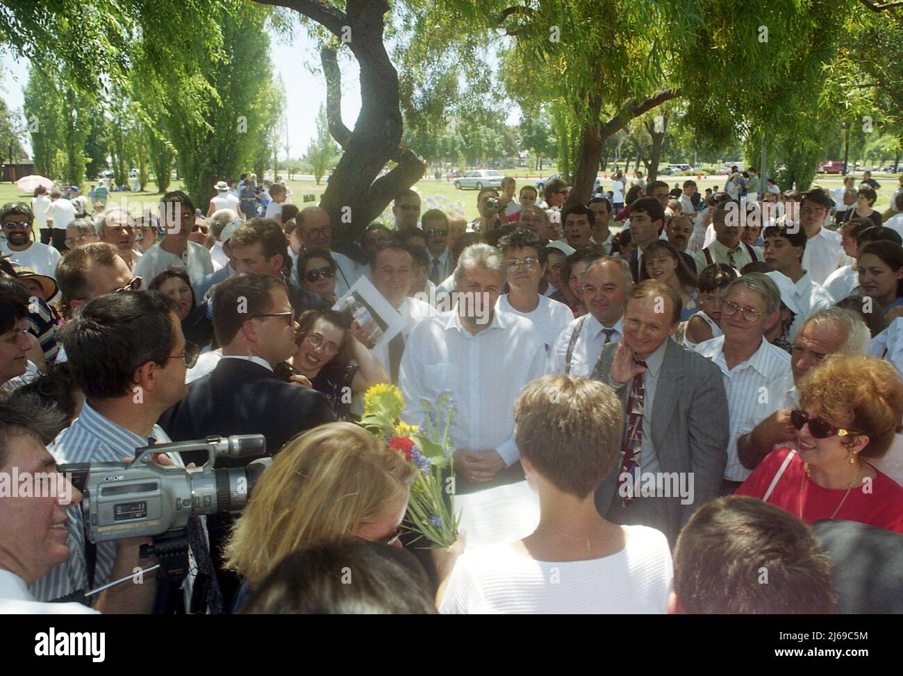 San Francisco, CA, USA, 1998. Romanian president Emil Constantinescu visiting the local Romanian community and the Orthodox church. Stock Photo