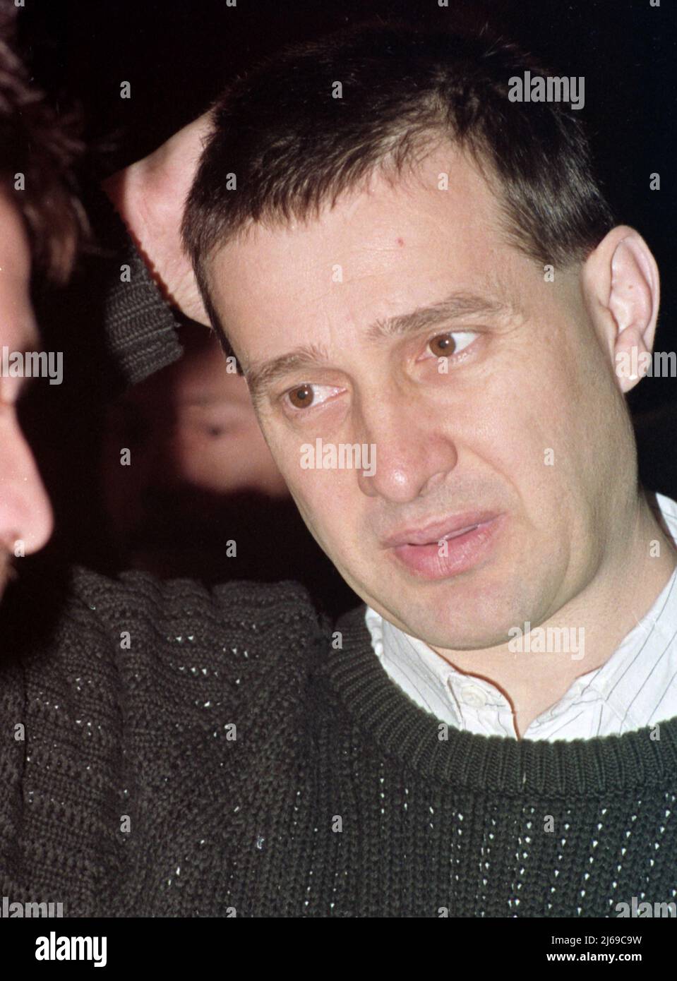 Romanian poet and journalist Mircea Dinescu, January 1990 Stock Photo