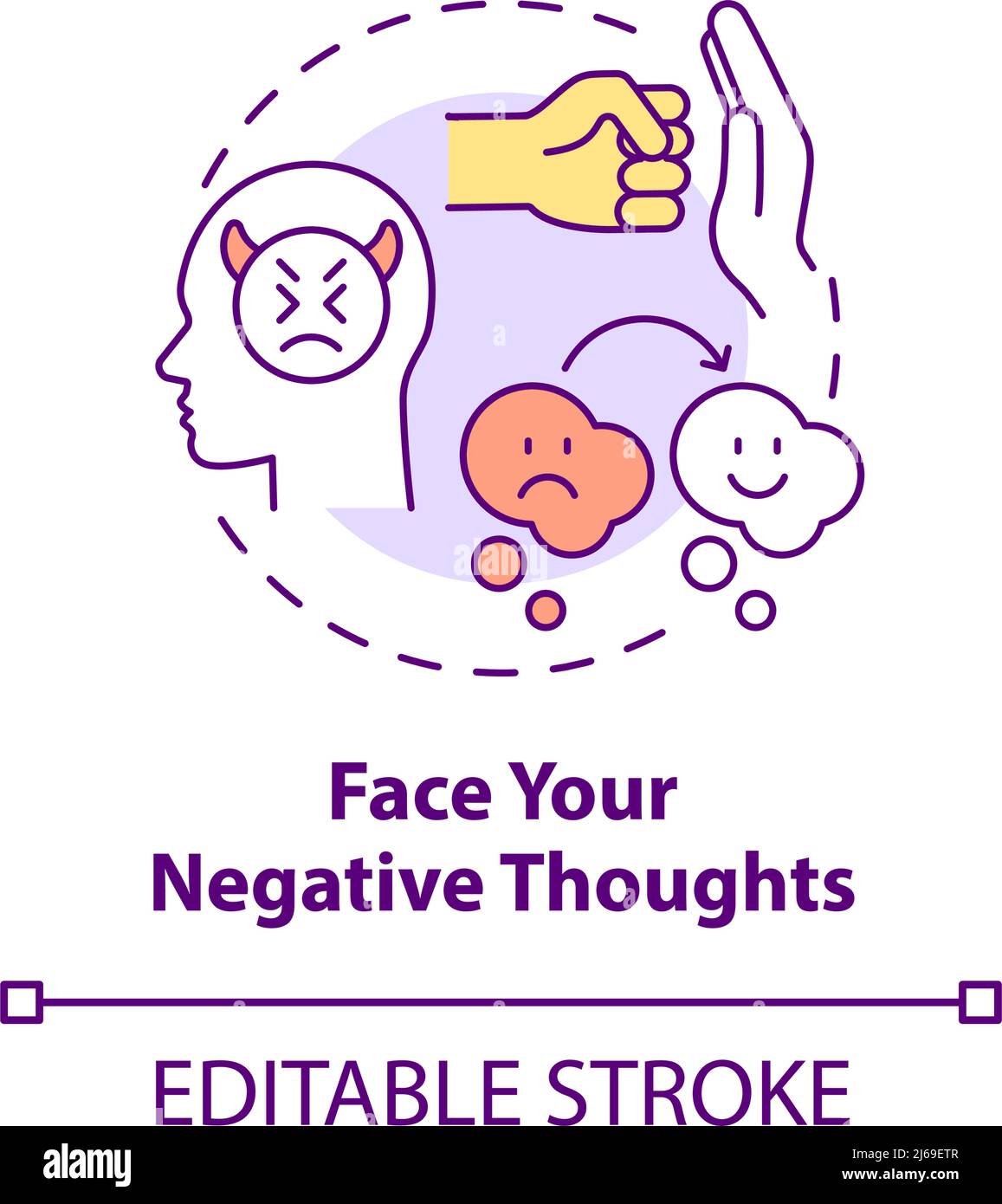 Face negative thoughts concept icon Stock Vector Image & Art Alamy