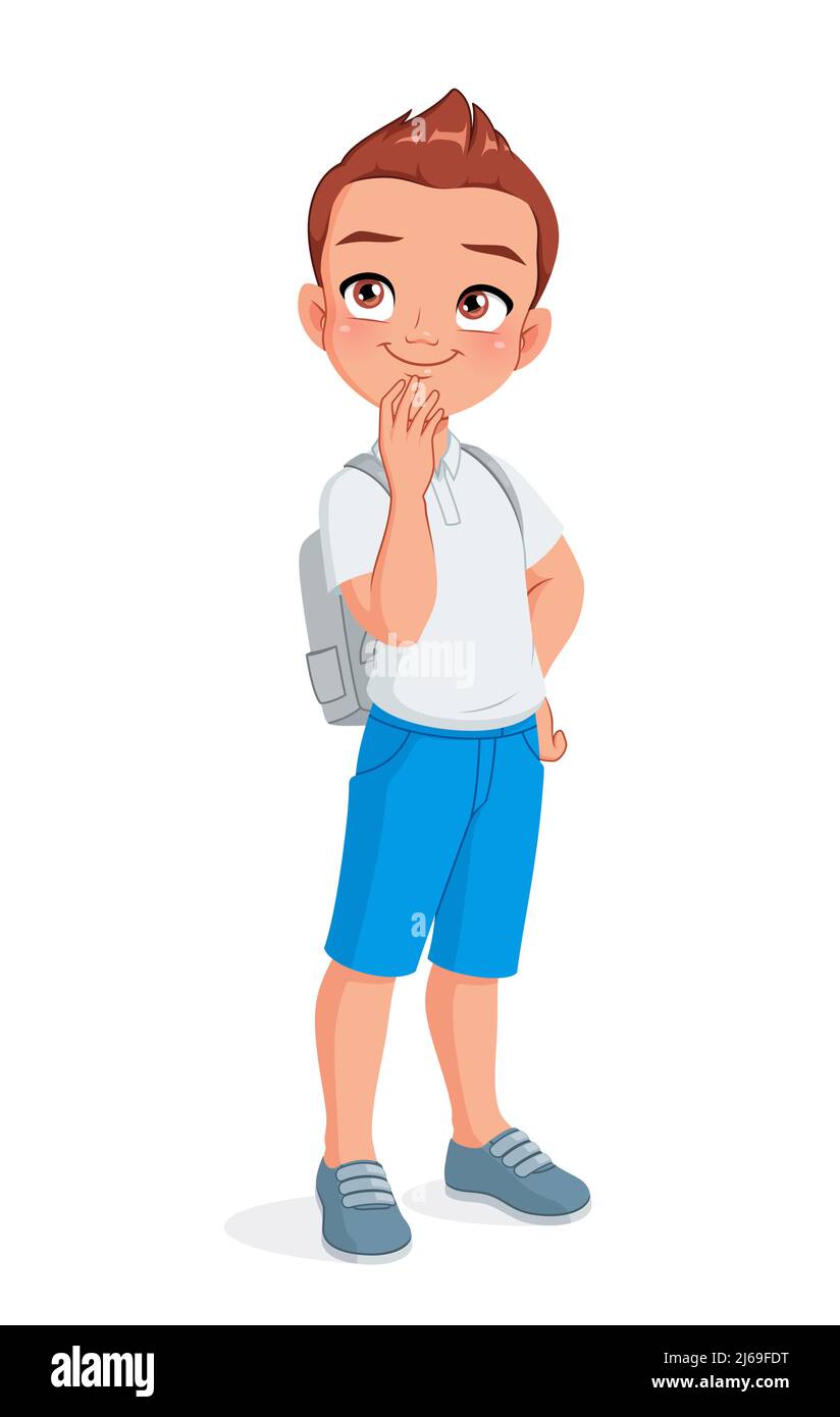 Curious thinking school boy. Cartoon vector illustration Stock Vector Image  & Art - Alamy