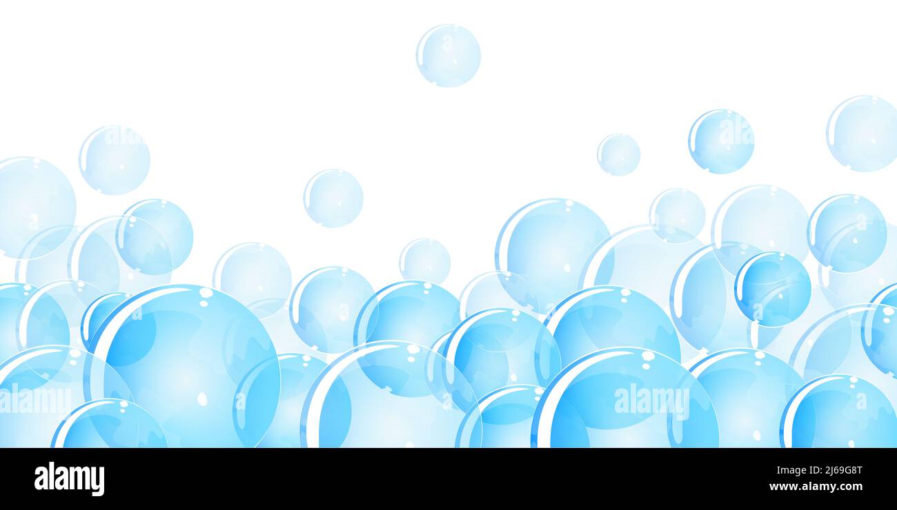 Blue transparent bubbles illustration large background Stock Photo - Alamy