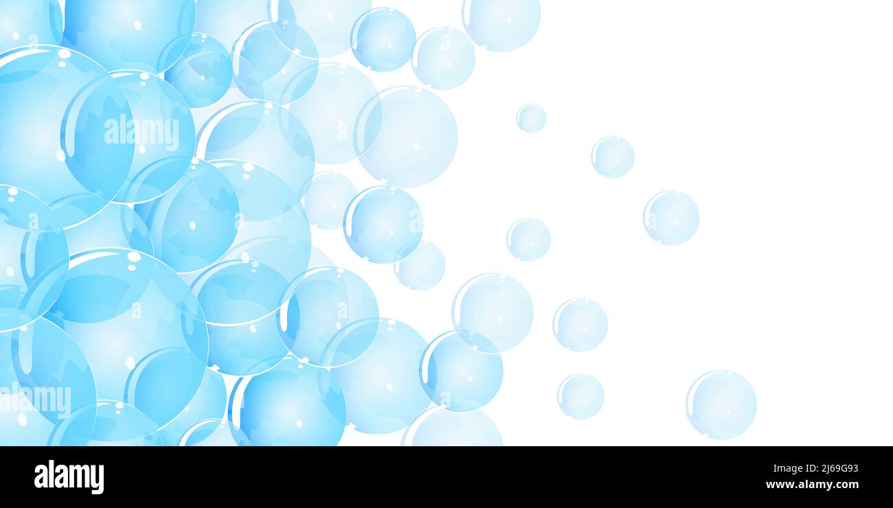 Blue transparent bubbles illustration large background Stock Photo - Alamy