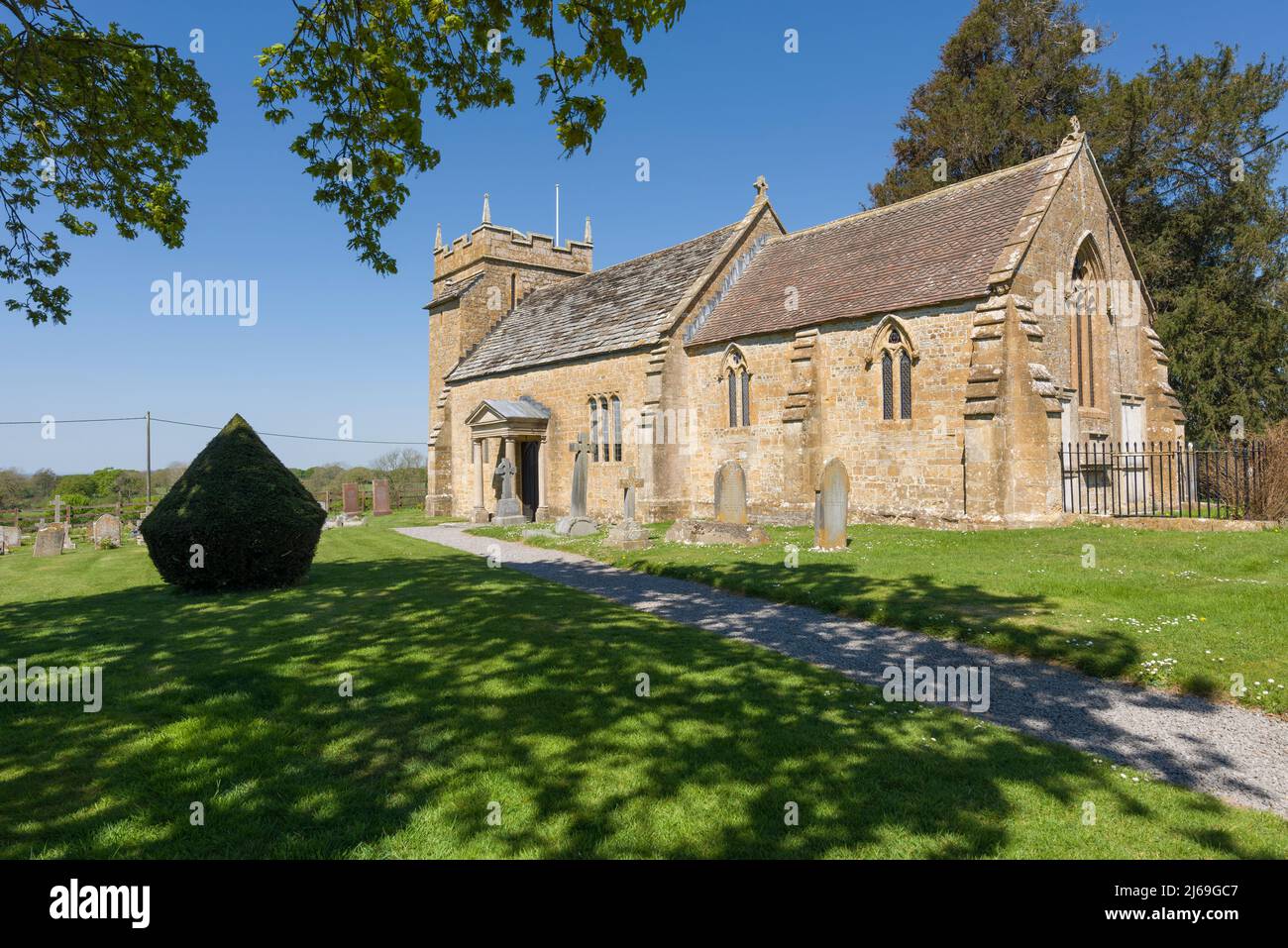 Church of the Holy Trinity in the village of Sutton Montis, Somerset, England. Stock Photo