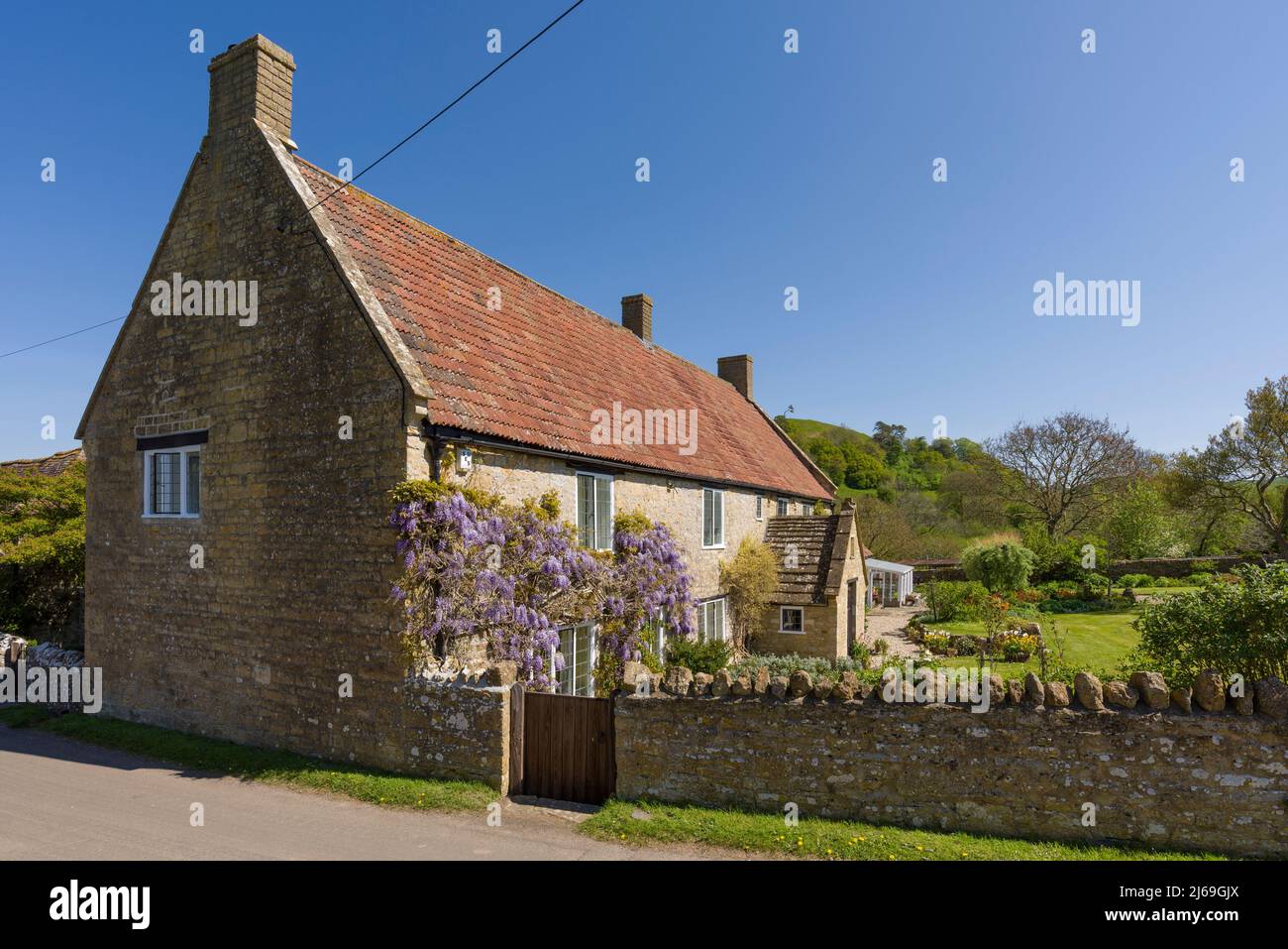 A cottage in the village of Sutton Montis, Somerset, England. Stock Photo