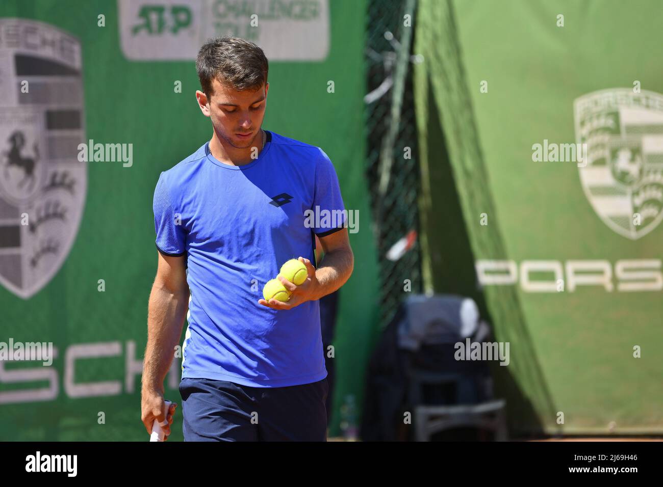 Rome, Italy. 29th Apr, 2022. Ergi Kirkin (TUR) during the quarter-finals at the ATP Challenger Roma Open 2022, tennis tournament on April 29, 2022 at Garden Tennis Club in Rome, Italy Credit: Live Media Publishing Group/Alamy Live News Stock Photo