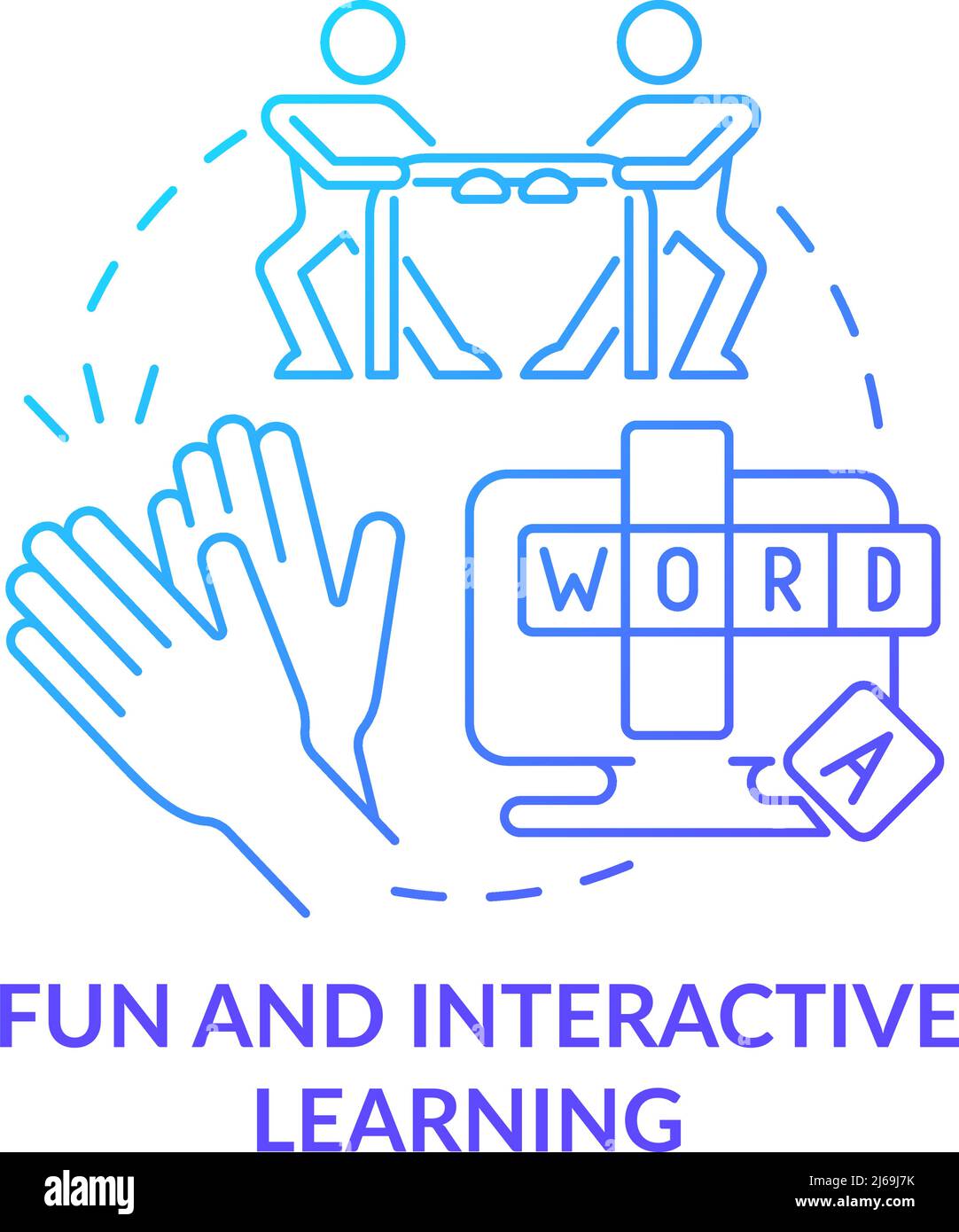 Fun and interactive learning blue gradient concept icon stock vector