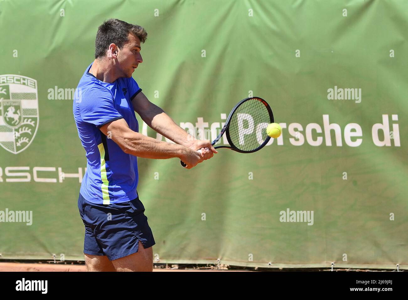 Rome, Italy. 29th Apr, 2022. Ergi Kirkin (TUR) during the quarter-finals at the ATP Challenger Roma Open 2022, tennis tournament on April 29, 2022 at Garden Tennis Club in Rome, Italy Credit: Live Media Publishing Group/Alamy Live News Stock Photo