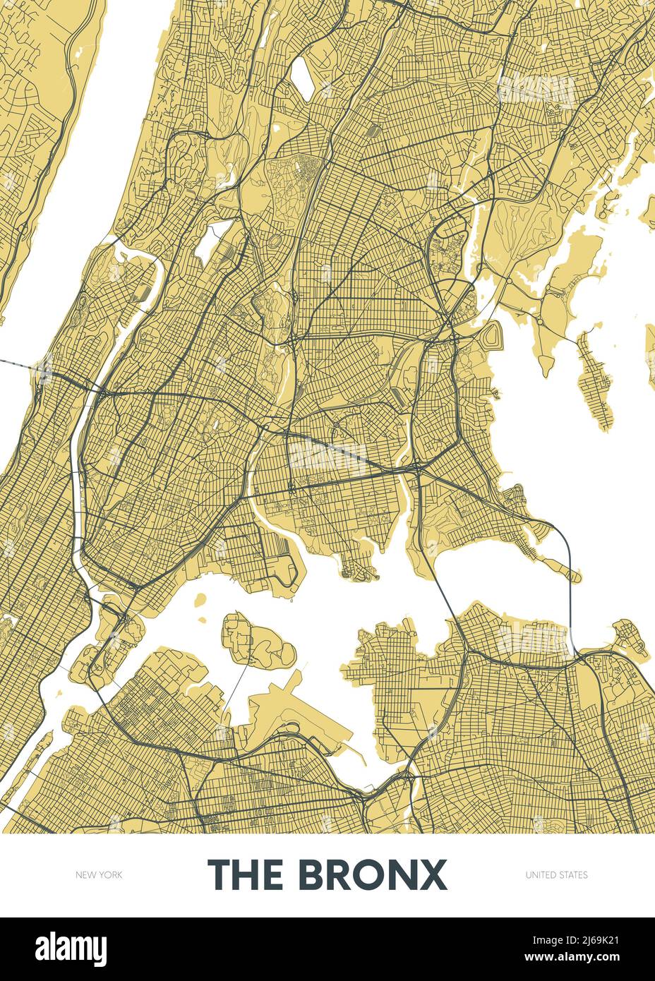 Bronx Map With Street Names Detailed Borough Map Of The Bronx New York City, Monochrome Vector Poster  Or Postcard City Street Plan Aerial View Stock Vector Image & Art - Alamy