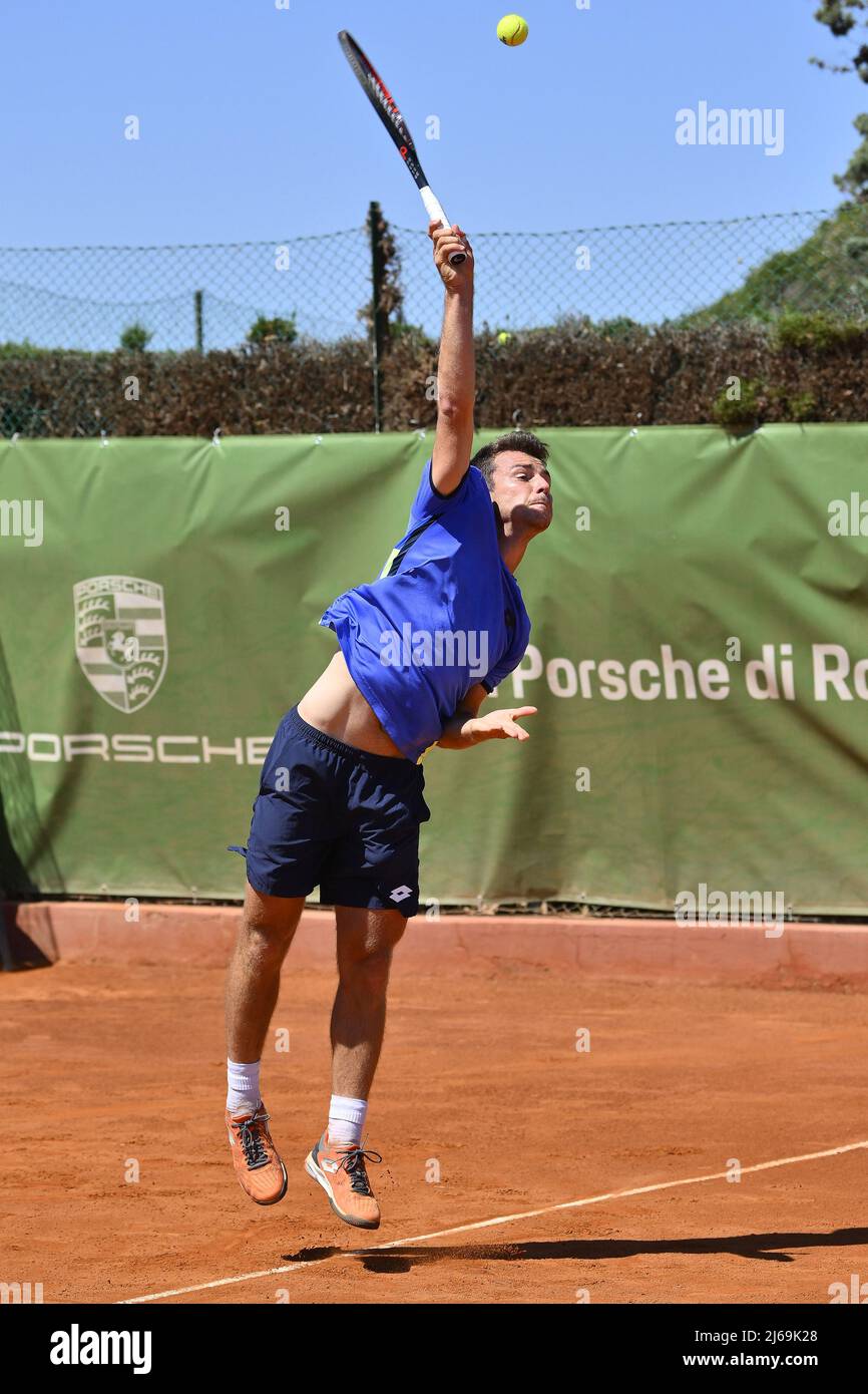 Rome, Italy. 29th Apr, 2022. April 29, 2022, Rome, Italy: Ergi Kirkin (TUR)  during the quarter-finals at the ATP Challenger Roma Open 2022, tennis  tournament on April 29, 2022 at Garden Tennis