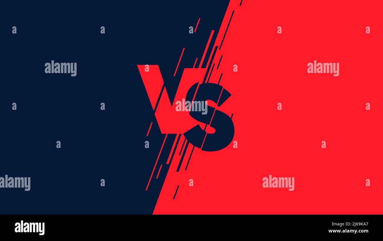 Versus screen flat modern design, battle headline backgrounds against each other, dark blue vs red Stock Vector