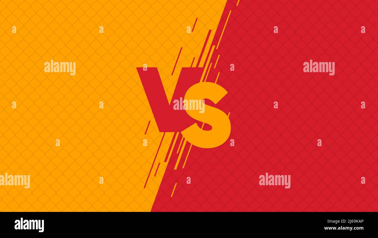 Versus screen flat modern design, fight headline on the background of the grid against each other , yellow vs red Stock Vector