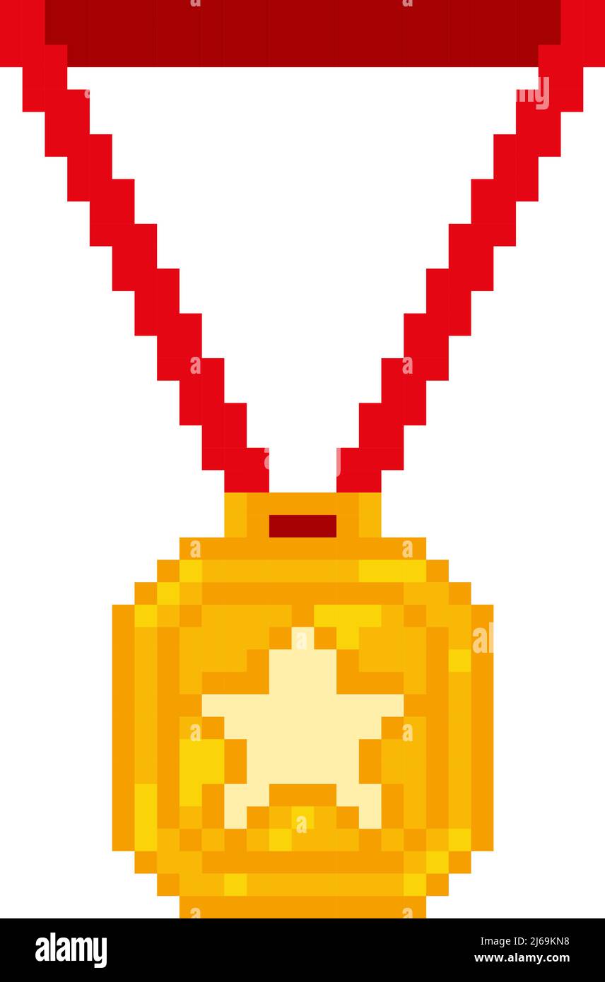 Pixel art medal icon for 8bit game on white background Stock Vector ...